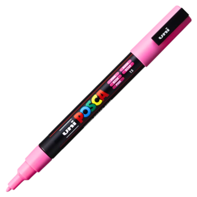 Marker cu vopsea 0.9-1.3mm, varf rotund, Uni Posca PC-3M, roz