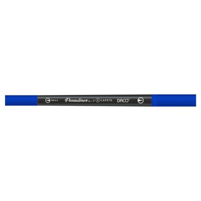 Marker 2 capete, liner varf subtire + varf pensula, Daco Pensuliner, albastru
