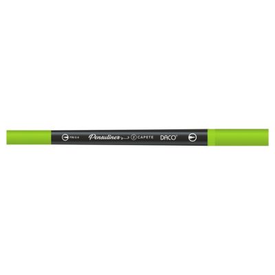 Marker 2 capete, liner varf subtire + varf pensula, Daco Pensuliner, verde fluorescent