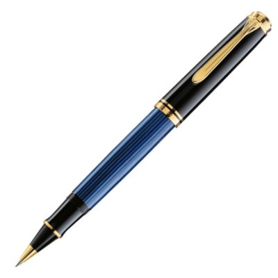 Roller Souveran R600, accesorii placate cu aur, Pelikan, albastru