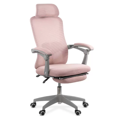 Scaun ergonomic cu tetiera si suport picioare, OFF 430, roz