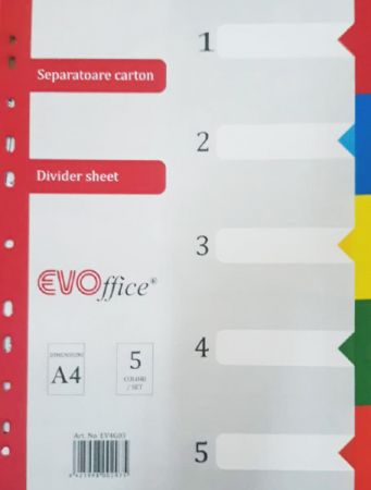 Separator din carton, A4, 5 culori