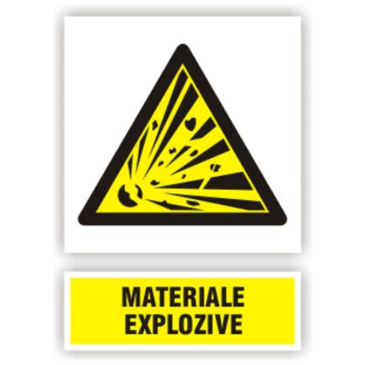 Semn indicator Materiale explozive, autocolant plastic 30x20cm (A4)