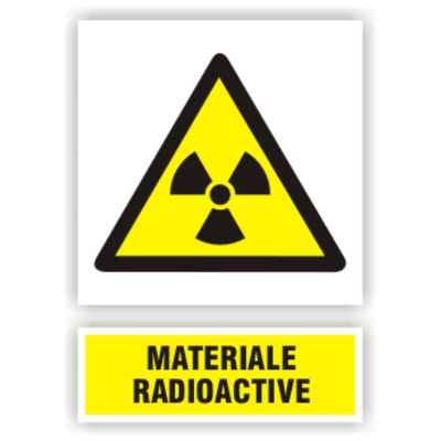 Semn indicator Materiale radioactive, autocolant plastic 30x20cm (A4)