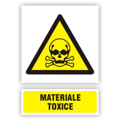 Semn indicator Materiale toxice, autocolant plastic 30x20cm (A4)