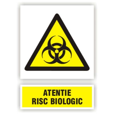 Semn indicator Risc biologic, autocolant plastic 10x15cm (A6)