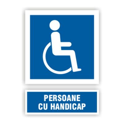 Semn indicator Persoane cu handicap, autocolant plastic 10x15cm (A6)