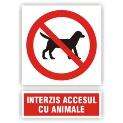 Semn indicator Acces animale, autocolant plastic 10x15cm (A6)