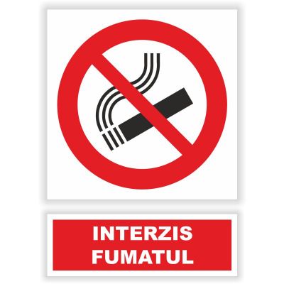 Semn indicator Interzis fumatul, autocolant plastic 10x15cm (A6)