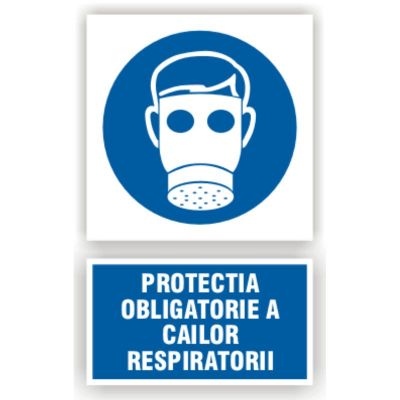 Semn indicator Protectia cailor respiratorii, autocolant plastic 10x15cm (A6)