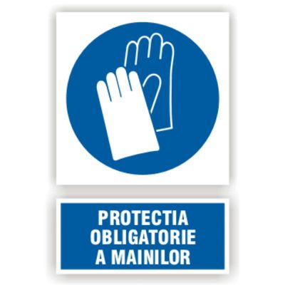 Semn indicator Protectia mainilor, autocolant plastic 10x15cm (A6)