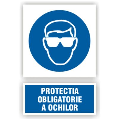 Semn indicator Protectia ochilor, autocolant plastic 10x15cm (A6)
