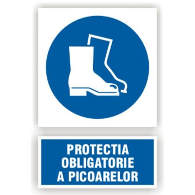 Semn indicator Protectia picioarelor, autocolant plastic 15x20cm (A5)