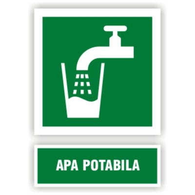 Semn indicator Apa potabila, autocolant plastic 10x15cm (A6)