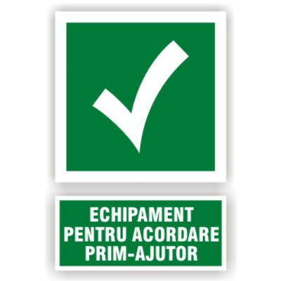 Semn indicator Echipament prim-ajutor, autocolant plastic 15x20cm (A5)
