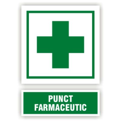 Semn indicator Punct farmaceutic, autocolant plastic 10x15cm (A6)
