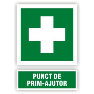 Semn indicator Punct prim-ajutor, autocolant plastic 10x15cm (A6)