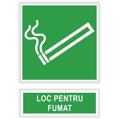 Semn indicator Loc pentru fumat , autocolant plastic 10x15cm (A6)