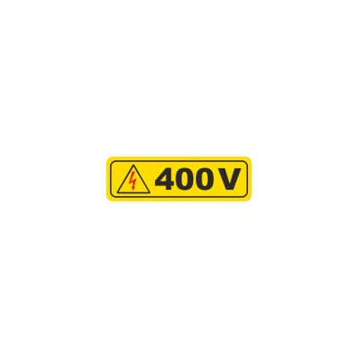 Semn indicator 400v+semn, autocolant plastic 20mmx50mm, 50buc/set