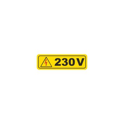 Semn indicator 230v+semn, autocolant plastic, 20mmx50mm, 50buc/set