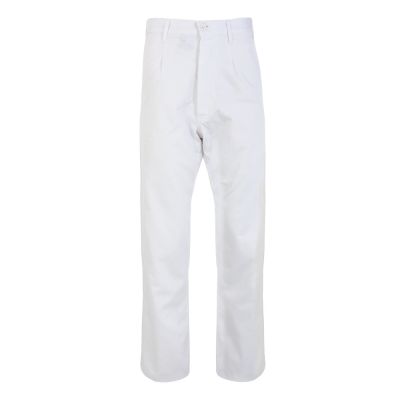 Pantaloni standard din bumbac TEO WHITE