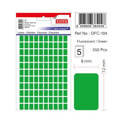 Etichete autoadezive color, 8x12mm, 550buc/set, Tanex, verde 
