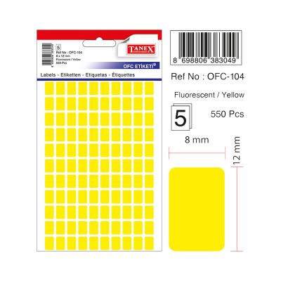 Etichete autoadezive color, 8x12mm, 550buc/set, Tanex, galben 