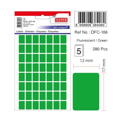 Etichete autoadezive color, 12x17mm, 280buc/set, Tanex, verde 