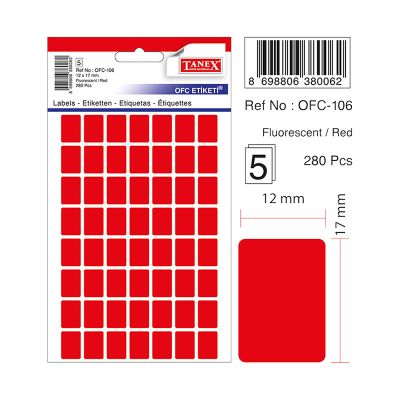 Etichete autoadezive color, 12x17mm, 280buc/set, Tanex, rosu 