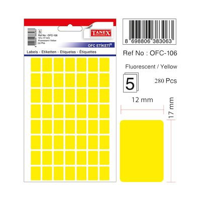 Etichete autoadezive color, 12x17mm, 280buc/set, Tanex, galben 