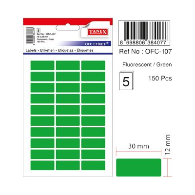 Etichete autoadezive color, 12x30mm, 150buc/set, Tanex, verde 