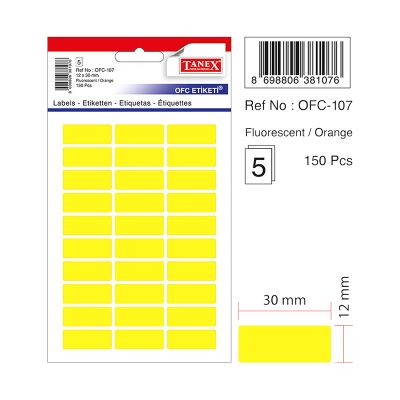 Etichete autoadezive color, 12x30mm, 150buc/set, Tanex, galben 