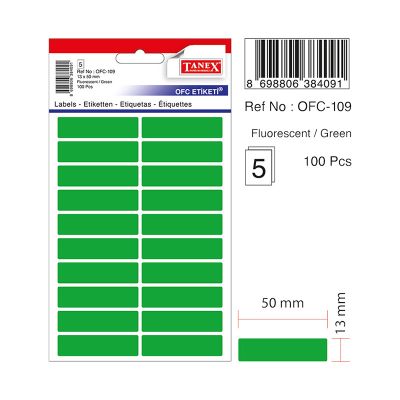 Etichete autoadezive color, 13x50mm, 100buc/set, Tanex, verde 