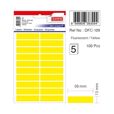 Etichete autoadezive color, 13x50mm, 100buc/set, Tanex, galben 