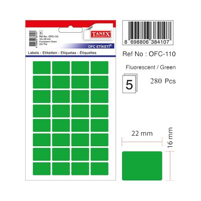Etichete autoadezive color, 16x22mm, 160buc/set, Tanex, verde 