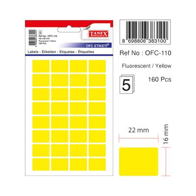 Etichete autoadezive color, 16x22mm, 160buc/set, Tanex, galben 