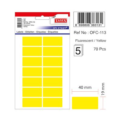 Etichete autoadezive color, 19x40mm, 70buc/set, Tanex, galben 