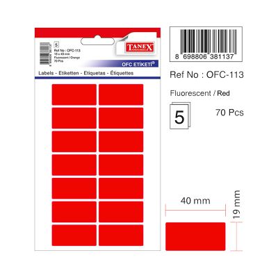 Etichete autoadezive color, 19x40mm, 70buc/set, Tanex, rosu 