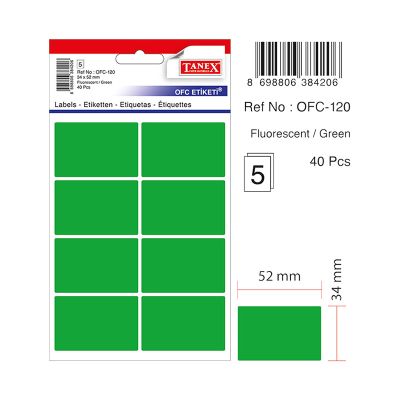Etichete autoadezive color, 34x52mm, 40buc/set, Tanex, verde 