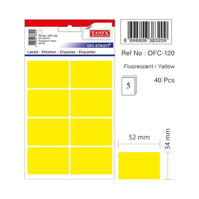Etichete autoadezive color, 34x52mm, 40buc/set, Tanex, galben 