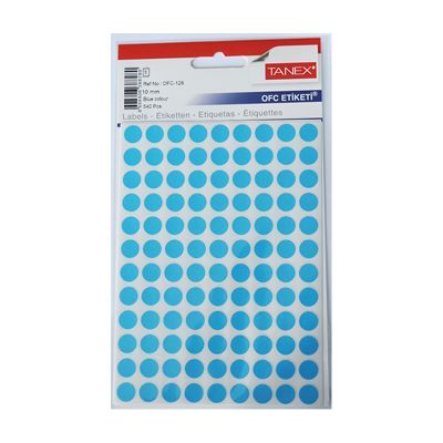 Etichete autoadezive color, Ø10mm, 540buc/set, Tanex, albastru