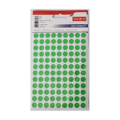 Etichete autoadezive color, Ø10mm, 540buc/set, Tanex, verde
