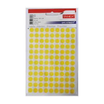Etichete autoadezive color, Ø10mm, 540buc/set, Tanex, galben