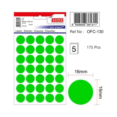 Etichete autoadezive color, Ø16mm, 240buc/set, Tanex, verde
