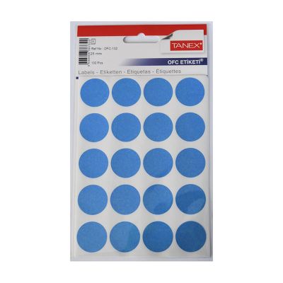 Etichete autoadezive color, Ø25mm, 100buc/set, Tanex, albastru