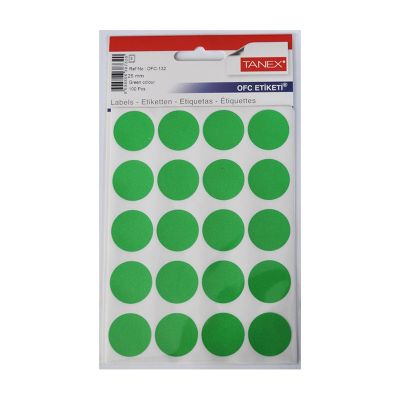 Etichete autoadezive color, Ø25mm, 100buc/set, Tanex, verde