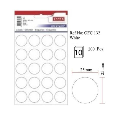 Etichete autoadezive albe, Ø25mm, 200buc/set, Tanex