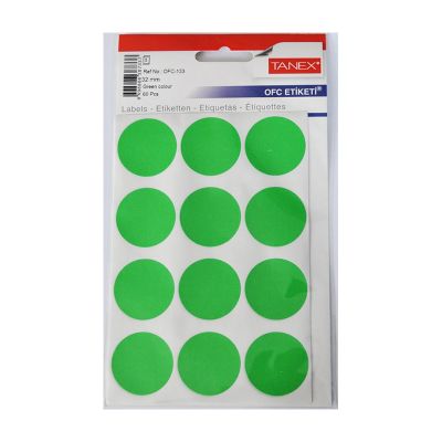 Etichete autoadezive color, Ø32mm, 60buc/set, Tanex, verde
