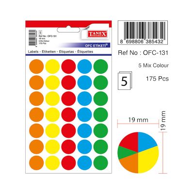 Etichete autoadezive color mix, Tanex, culori fluorescente asortate