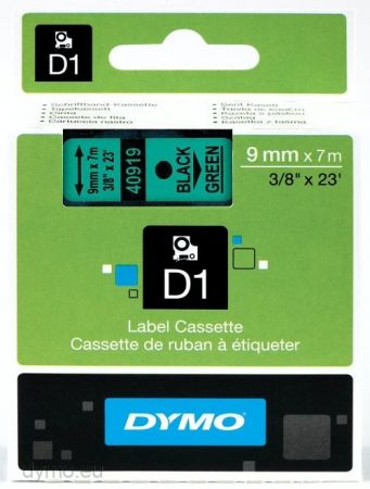 Banda D1, plastic, 9 mm x 7 m, pentru Label Manager 210D, fond verde scris negru, Dymo